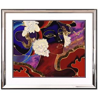 Martiros Manoukian, "Golden Shimmer" Framed Limited Edition Mixed Media Silkscreen, PP Numbered and Hand Signed with Letter of Authenticity.