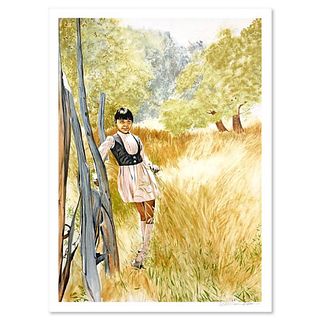 William Nelson, "Girl in Meadow" Limited Edition Lithograph, Numbered and Hand Signed with Letter of Authenticity.