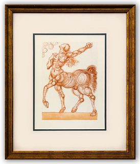Salvador Dali- Original Color Woodcut on B.F.K. Rives Paper "Inferno 25"