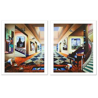 "Perfect Afternoon" Limited Edition Giclee Diptych on Canvas by Ferjo, Numbered and Hand Signed with Certificate of Authenticity.