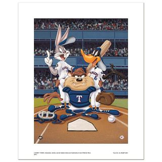 "At the Plate (Rangers)" Numbered Limited Edition Giclee from Warner Bros. with Certificate of Authenticity.