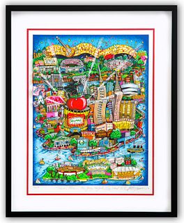 Charles Fazzino- 3D Construction Silkscreen Serigraph "There's Music... New Jersey, New York, Long Island Too! (Red)"