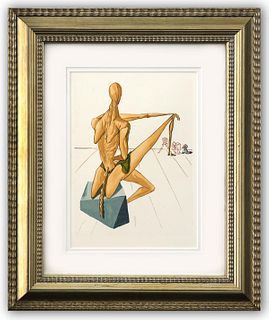 Salvador Dali- Original Color Woodcut on B.F.K. Rives Paper "Inferno 5"