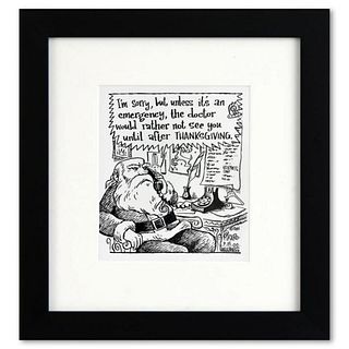 Bizarro, "Santa Doctor" is a Framed Original Pen & Ink Drawing by Dan Piraro, Hand Signed with Letter of Authenticity.