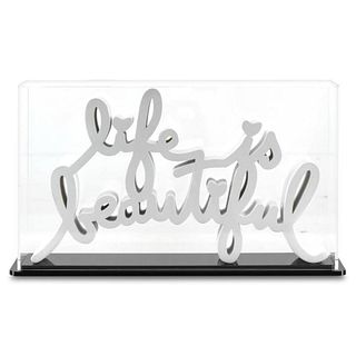Mr. Brainwash- Resin Sculpture with Display Case "Life is Beautiful (White)"