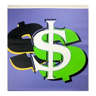 Steve Kaufman (1960-2010) "Dollar Sign (Purple)" Hand Signed and Numbered Limited Edition Hand Pulled silkscreen mixed media on Canvas with LOA.