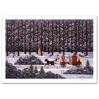 Jane Wooster Scott, "Dashing Through the Snow" Hand Signed Limited Edition Lithograph with Letter of Authenticity.