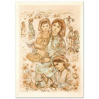 "Family in the Field" Limited Edition Lithograph by Edna Hibel (1917-2014), Numbered and Hand Signed with Certificate of Authenticity.