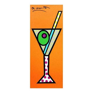 Britto, "Tangerine Martini" Hand Signed Limited Edition Giclee on Canvas; Authenticated