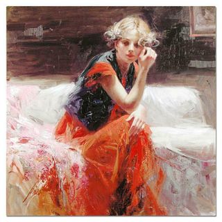 Pino (1939-2010), "Silent Contemplation" Artist Embellished Limited Edition on Canvas, AP Numbered and Hand Signed with Certificate of Authenticity.