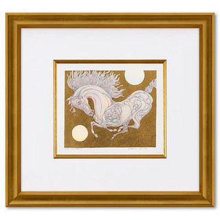Guillaume Azoulay, "Etude LQRS" Framed Original Hand Colored Drawing with Hand Laid Gold Leaf, Hand Signed with Letter of Authenticity