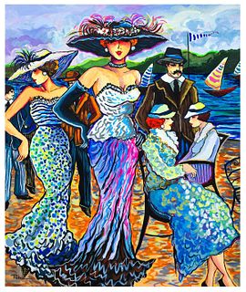 Patricia Govezensky- Original Acrylic on Canvas "Ladies at the Beach"