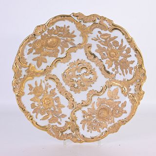 Antique Meissen Porcelain Gold and White Plate