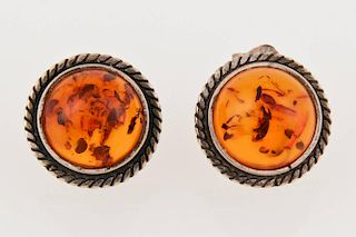 Sterling and Amber Earrings