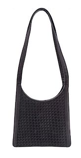 * A Bottega Veneta Black Woven Handbag, 7.5" x 6.5" x 2"
