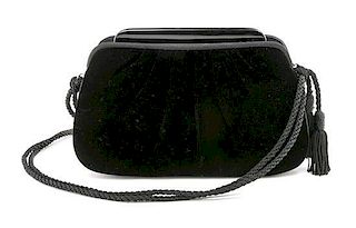* A Judith Leiber Black Velvet Evening Handbag, 7.5" x 5" x 1.5"