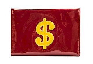 * A Sydie Lansig Red Patent $ Wallet, 7.25" x 5"