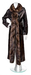 * A Fendi Black Leather Coat, Size 40.