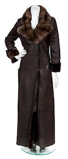 A Fendi Leather Coat, Size 42.