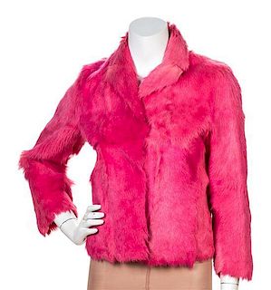 A Marni Hot Pink Fur Jacket, Size 38.