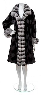 * An Unlabeled Black Chevron Sheared Mink Coat, No Size.