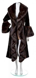 * A Dennis Basso Dark Brown Sheared Mink Coat, No Size.