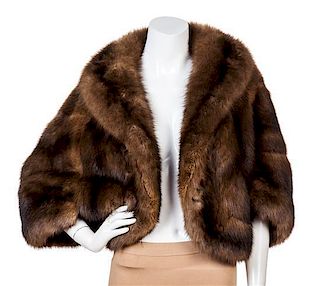 An Unlabeled Brown Mink Capelet, No Size.