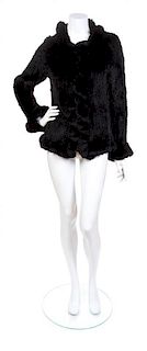 * A Bloomingdale's Black Rabbit Fur Jacket, Size XS.