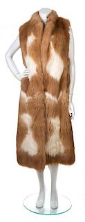 * An Unlabeled Tan and White Fur Vest, No Size.