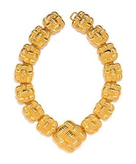 A Fendi Gold Plated Metal Basket Weave Necklace,