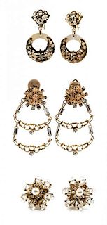 A Group of Costume Earrings,