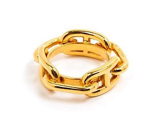 An Hermes Goldtone Scarf Ring,