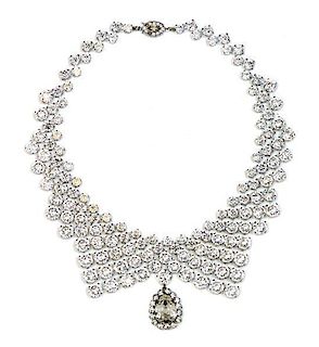 Norman Hartnell Diamante Necklace, 15" x 2".