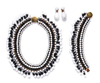 A Black and White Beaded Parure,