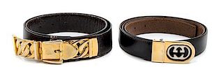 * A Pair of Gucci Leather Belts,