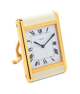 A Cartier Travel Clock, 3.5" x 2.5".