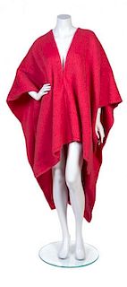 An Adele Simpson Coral Wool Cape, No Size.