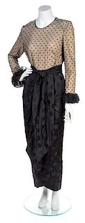 An Arnold Scassi Black and Swiss Dot Jacquard Gown, No Size.