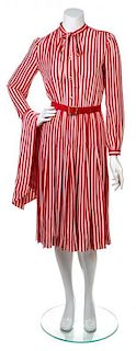 A Chanel Creations Red and White Striped Shirt Dress, No Size.