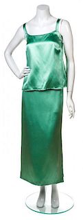 A Diane Von Furstenberg Mint Green Silk Skirt Ensemble, No Size.
