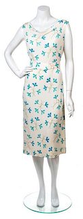 An Emilio Pucci Cream Silk Floral Dress, Size 14.