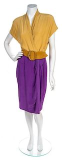 A Gillian Multicolor Silk Wrap Dress, Dress Size 10. Belt Size 10.