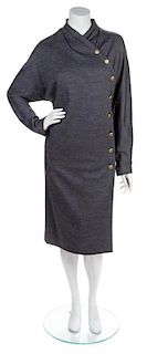 An Hanae Mori Gray Wool Dress, No Size.