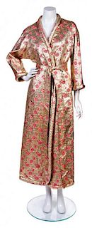 A Saks Fifth Avenue Metallic Gold and Rose Print Evening Coat, No Size.