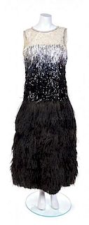 An Yves Saint Laurent Haute Couture Sequin and Ostrich Feather Gown, No Size.