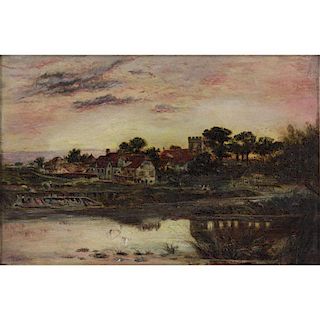 Robert Gallon, British (1845-1925) Oil on canvas "Sundown Near Henley"