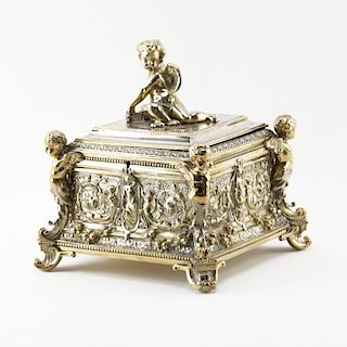 Victorian Silver Plate Figural Jewel Box