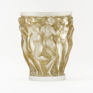 Rene Lalique "Bacchantes" Brown Patinated Grand Vase, Circa 1945