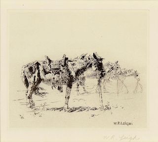 William R. Leigh (1866-1955): A. Dust Storm, B. Three Donkeys