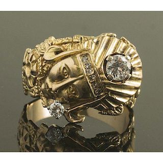 14k Gold & Diamond Figural Ring